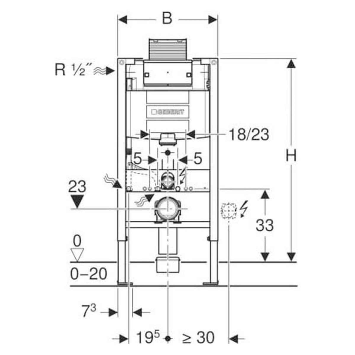 Geberit 111.030.00.1 Bastidor Duofix para Inodoro Suspendido, 98 cm, Cisterna Empotrada Omega 12 cm