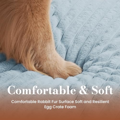 Image of Extra Large Dog Bed for Crate, Orthopedic Dog Bed with Waterproof Lining, Soft Short Plush Surface & Egg Crate Foam, Machine Washable Pet Bed with Removable Cover & Anti Slip Bottom