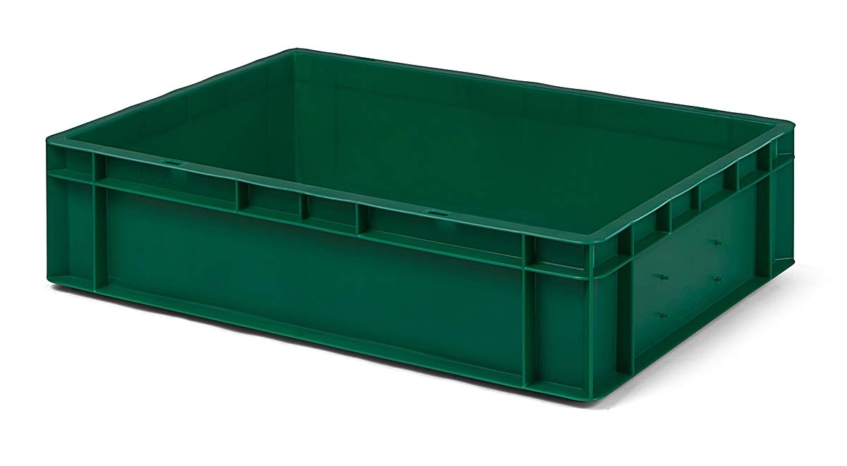 4 sztuki pojemników transportowych TK614-0 zielone, dł. x szer. x wys. 600 x 400 x 145 mm, z PP, pojemność: 26 litrów, prawdziwa jakość przemysłowa nadaje się również do żywności