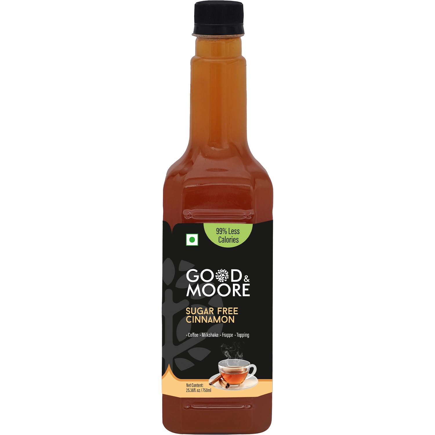 GOOD+MOORE Sugar Free Cinnamon Syrup | For Coffee, Milkshake, Frappe, Cold-Coffee, Pancakes And More | Diabetic Friendly | Concentrated Syrup | Ready To Mix | Premium Syrup | 750Ml (B09LMHNLG1) Amazon Price History, Amazon Price Tracker