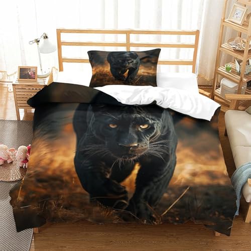 Parure de Couette Panthère Noire Imprimé 3D Microfibre Luxe - 4