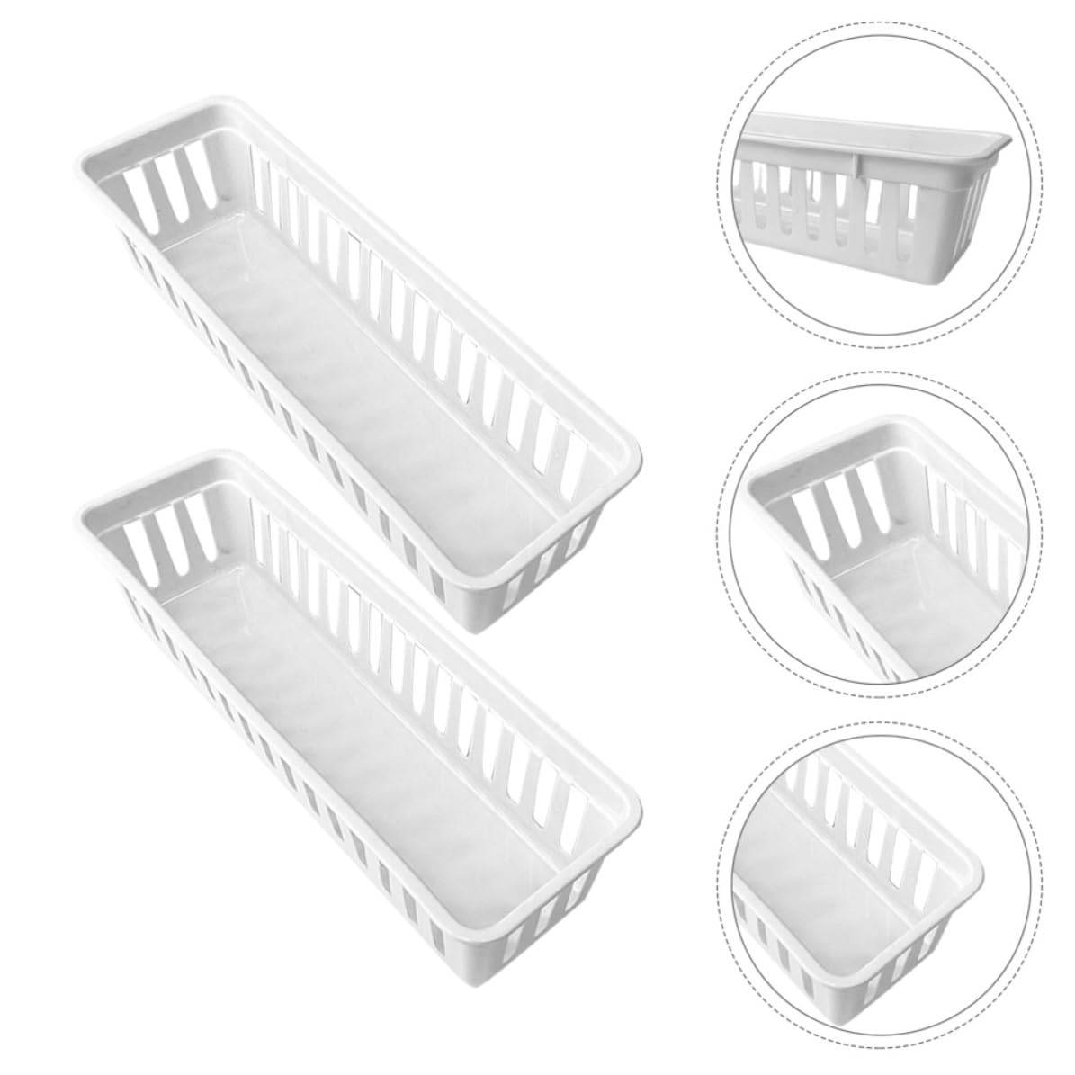 Alipis Organiseur de Crayons en Plastique Blanc, Design Rectangulaire Simple Ventilation, Lot de 12 Paniers Multifonctions pour Bureau et Salle de Classe