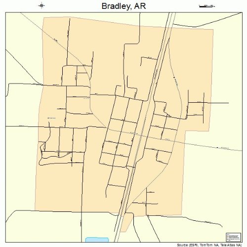 Large Street & Road Map of Bradley, Arkansas AR Printed poster size