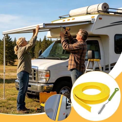 Junta toldo camper de 10 m y núcleo de PVC: tubo de riel para toldo de RV resistente al exterior 3