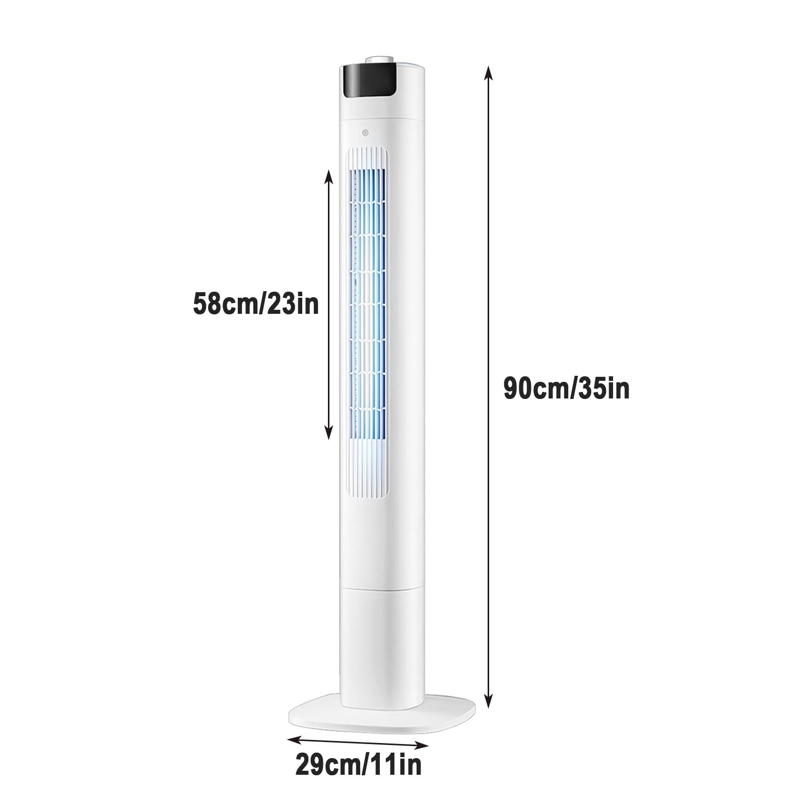 Ventilador Torre Silencioso 45W, Ventilador Columna, 220V, Oscilación 90° | Ventilador Columna, Base Ancha 28cm, Perfil Delgado, Salida de Aire 58cm, Cable de Alimentación 120cm(90cm/35in)