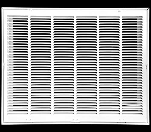 Get Special Price 30" X 18 Steel Return Air Filter Grille for 1" Filter - Fixed Hinged - Ceiling Recommended - HVAC Duct Cover - Flat Stamped Face - White [Outer Dimensions: 32.5 X 19.75]