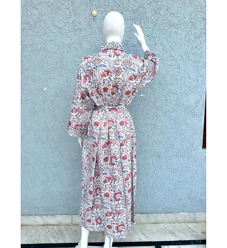 Image of Hand block print Cotton Kimono bikini cover up,Indian Hand block print Cotton Bath Robe,Swim Wear,Nighrwere Dressing Gown