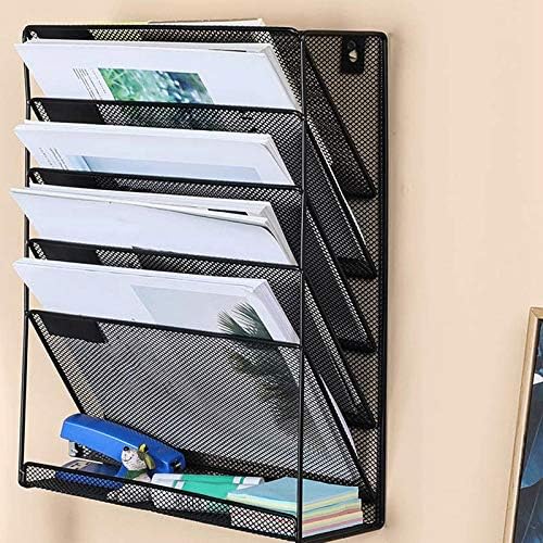 tal sh Wall-Mounted Magazine File Rack Office Desk 5 Layer Interval Archive File Magazine Magazine Notebook Storage Black