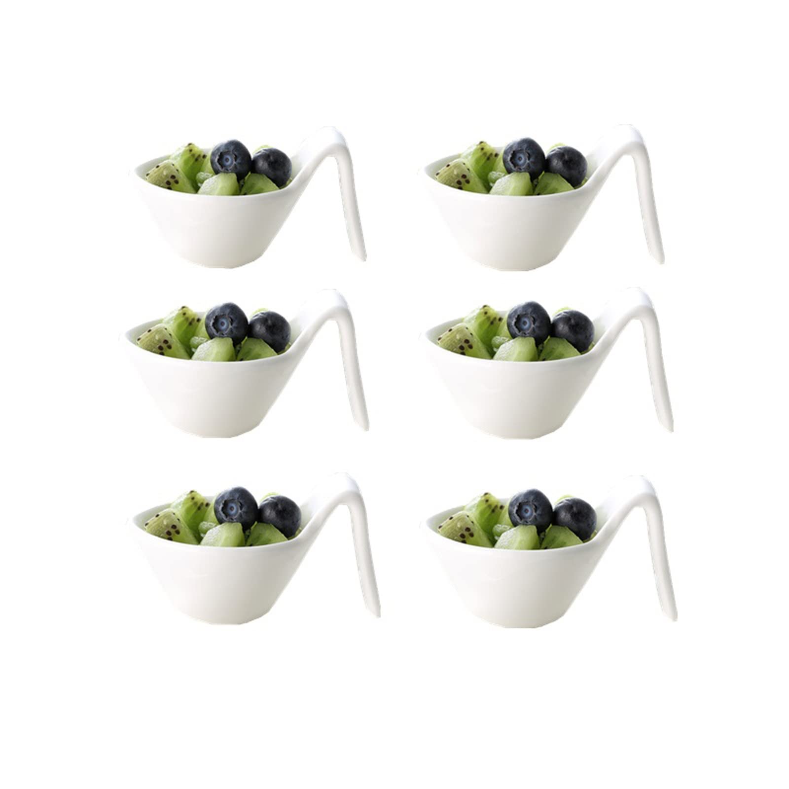 Ciotoline da Snack Dip Bowls Maniglia Cucchiaio Shack Shack Shack Shack Show Elevato in porcellana Bianco Prima colazione a buffet BUFFET Ceramica for salsa Piatto da tavola Piatti Snack Ceramica ( Co