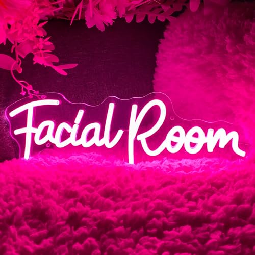 Image of Facial Room Neon Sign For Spa Beauty Room Nail Brows Lashed Salon Studio LED Wall Art Decor For Business Stores Logo Barber Shops Led Word Indoor Custom Neon Lights 5V USB Powered Pink 40x13.5 CM
