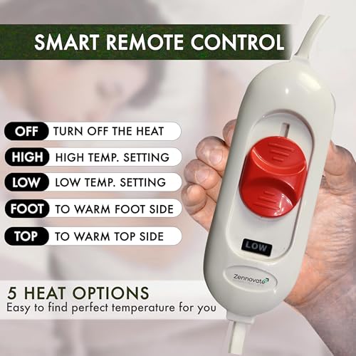 Image of Superior ISO Certified & ZED Certified Electric Under Blanket |Bed Warmer with Multiple Heat Controls (Body, Foot, High, Low)| Shock Proof | Single Bed Size (150cmx80cm) | 5+1 Year Warranty