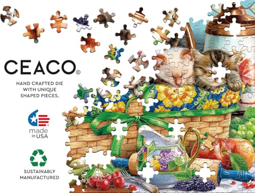 Rompecabezas Ceaco - Gatitos en una Cesta - 300 piezas para adultos | Arte de Image World, fabricado en EE.UU., piezas grandes y fáciles, tamaño final 24 x 18 pulgadas, incluye póster, enmarcable y apto como regalo miniatura 5