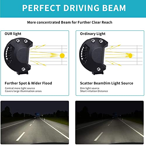 Kraumi LED Arbeitsscheinwerfer 7 Zoll 240W Cree LED Zusatzscheinwerfer 12V 27,000lm Auto Scheinwerfer Offroad Flutlicht Wasserdicht IP67 Arbeitslicht(2 Stück)