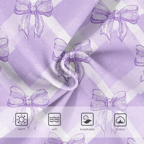 Wusikd Cute Checkered Bows Girls' Underwear Cotton Purple Girls Briefs Soft Toddler Underwear 2T3