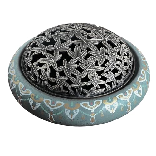 TAIYOU Vintage Incense Burner Ceramic Incense Holder for Sticks Insence Burner Bowl Incense Stick Holder for Cone Coil Desktop Decoration Yoga Meditation Office Home Decor Coffee Shop Blue