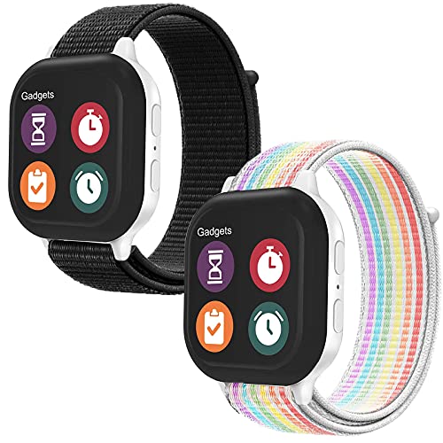 OWKEY Lot de 2 bracelets de rechange en nylon pour enfants compatibles avec Gizmo Watch 3 2 1/Gabb Watch 2 1/SyncUP Kids Watch, design auto-agrippant, facile à mettre et à enlever, respirant et