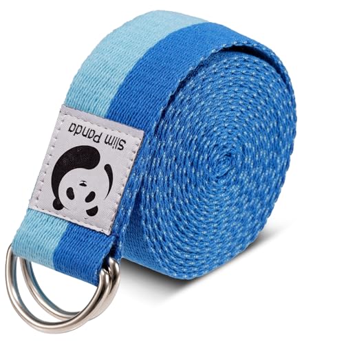 Slim Panda Yoga Strap for Stretching,Cotton Yoga Strap with Adjustable D-Ring Buckle,Non-Elastic Yoga Belt for Pilates,Gym Workouts,Physical Therapy,Improve Flexibility