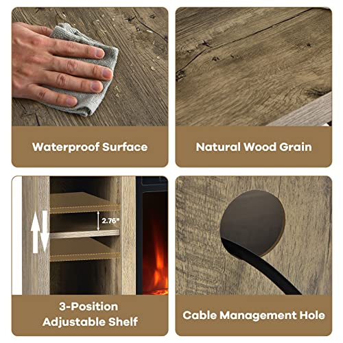 Tangkula Corner Tv Stand For Tvs Up To 48 Inch W/Electric Fireplace, Insert Heater W/ 5 Brightness & Remote Control, Tv Console Table W/Cable Hole & Adjustable Shelf, Fireplace Entertainment Center #TOP5