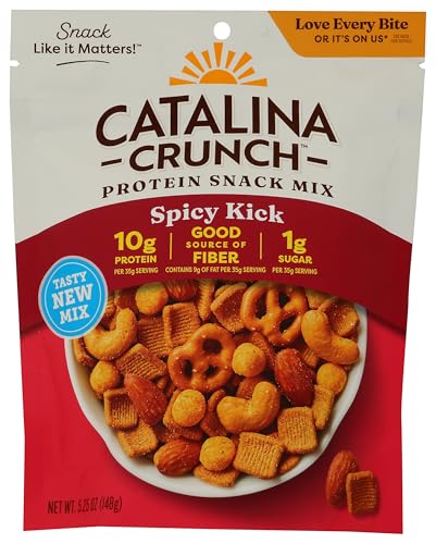 Catalina Crunch Protein Snack Mix with Cheese Crisps - 10g Protein, 1g Sugar per Serving - Good Source of Fiber, Keto, Gluten Free - Spicy Kick, 5.25 Ounce Bag (Pack of 1)