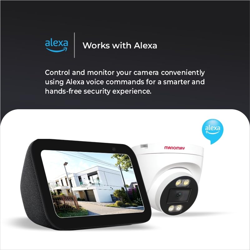 Image of MANOMAY 3MP WiFi CCTV Dome Camera (Pack of 2) BIS-ER STQC Certified, Full Color Night Vision, AI Human Detection, 2-Way Audio, 10X Zoom, Memory Card Up to 256GB, Cloud Storage, Alexa Support