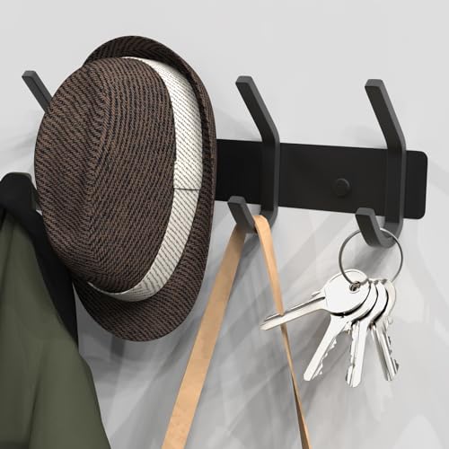 Image of VAEHOLD Wall Hooks, Heavy Duty Aluminum Towel Hooks for Hanging Coat, Hat, Key, Clothes, Closet Hook Wall Mount for Kitchen, Bathroom, Office ( inchC inch Shape Coat 4 Hooks 1 Pack)