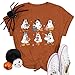 Halloween Shirts for Women: Halloween Pumpkin Shirt Cute Ghost Shirts Spooky Season Tee Fall Graphic Short Sleeve Tee