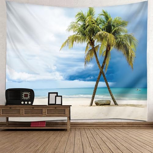 Tapisserie paysage plage et cocotiers decoration pour chambre