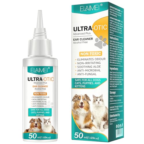 exatta Ohrenreiniger Hund, Hund Ohrenreiniger, Hundeohren Reiniger, Ohrreiniger für Hunde, Hunde ohrenreiniger, Ohrenschmalz und Geruch Entfernen, Ohrreiniger für Alle Katzen und Hunde, 50ml