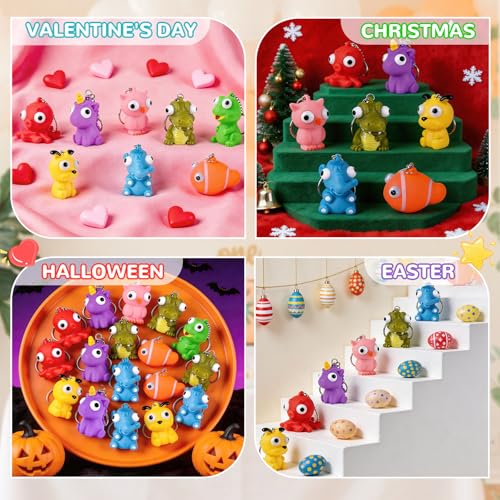 HOZUZER Squishy Keychain for Kids Party Favors - 32 Packs Popping Eyes Animal Keychains, Goodie Bag Stuffers, Pinata Stuffers, Classroom, Carnival Prizes, End of Year Gifts for Kids Students Bulk - image 9