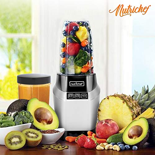 Nutrichef NCBL1000 Personal Electric Single Serve Small Professional Kitchen Countertop Mini Blender for Shakes and Smoothies w/Pulse Blend, Convenient Lid Co, 20 & 24 oz Cups, Black - Image 2