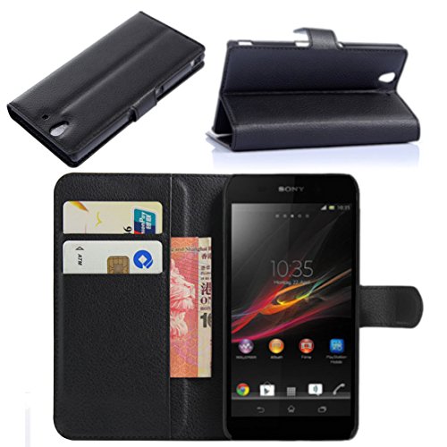 Premium Leather Flip Bracket Wallet Case Cover for Sony Xperia Z L36H / C6602 / C6603 (Wallet - Black)