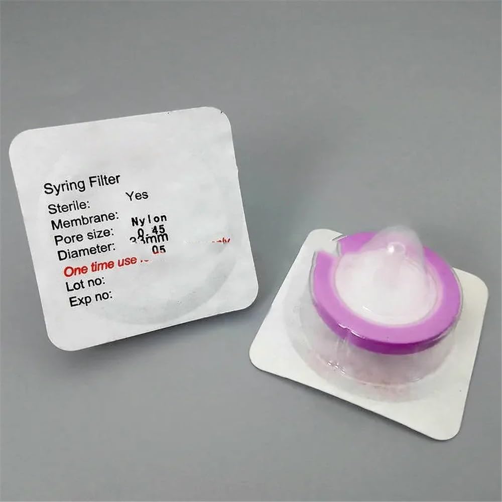 Cristalería de Laboratorio Lote de 50 unidades de membranas de nailon/PES/PTFE con apertura de 0,22 um/0,45 um y filtros de 13/25/33 mm.(25mm 0.45um Nylon)