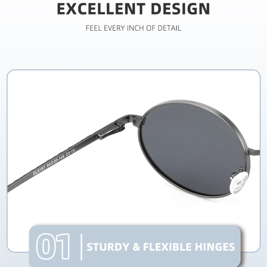 Gafas de sol polarizadas retro ovaladas pequeñas para mujer, protección UV400, estilo punk para hombre.