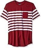 WT02 Men's Short Sleeve Basic Yarn-Dyed Colorblock Stripe Scallop Tee