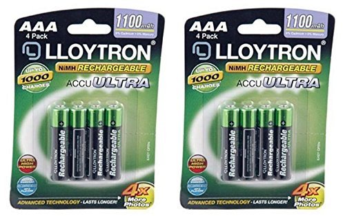 2 x Lloytron AAA 1100mAh NIMH AccuUltra Rechargeable Batteries (Pack of 4)