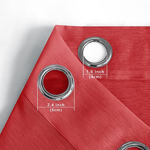 Mrs.naturall Red Short Curtains 45 Inches Long For Kitchen Bathroom Set Of 2 Panels Grommet Sheer Drapes Voile Curtain For Boys Teen Girls Bedroom Small Windows #TOP4
