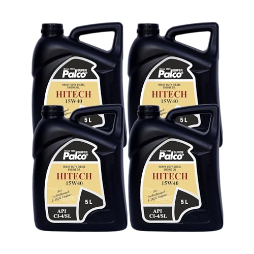 Image of PALCO HITECH 15W40 API: CI4 / SL Heavy Duty Diesel Engine Oil Synthetic Technology | Maximum Power & Superior Protection | For SUVs, MUVs & Crossovers | 5 Litre (Pack of 4)