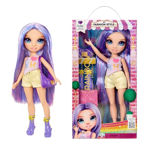 Rainbow High My Fashion Style Doll - Violet - 28 cm Lila Modepuppe mit Aufsehenerregendem Outfit und Schicker Handtasche, zum Spielen, Bewegen, Sammeln, Für Kinder von 4 bis 12 Jahren