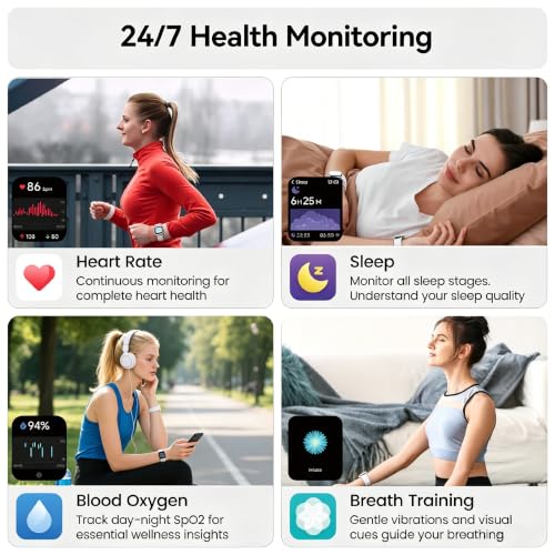 Image of Smart Watch with Alexa Built-in, 1.83 inch HD Touchscreen Fitness Tracker with Bluetooth Call, Fitness Watch with Heart Rate /Sleep Monitor /120+ Sports, IP68 Waterproof Smartwatch for Android iOS, Ivory