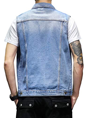 DAVID.ANN Mens Denim Vest Jacket Sleeveless Trucker Jean Jacket2