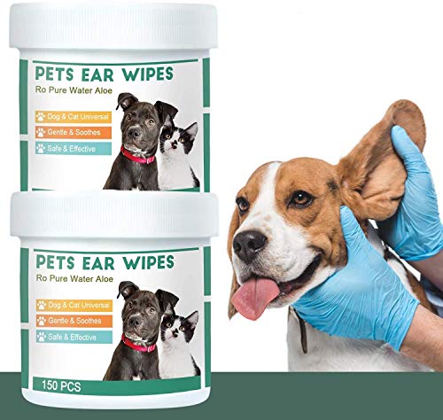 Hywean 300 Piezas de Toallitas para Oídos de Perros, Toallitas húmedas Perro, Material Suave, Toallitas para Mascotas para Eliminar el Cerumen de Las Mascotas