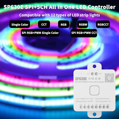 Controlador LED 12-en-1 SP630E Bluetooth para Tiras LED miniatura 2
