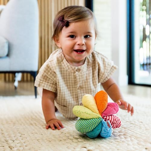 HABA Rainbow Baby Ball - Machine Washable Sensory Toys - Ideal Baby Toy for Teething, Tummy Time Toys for Ages 6 Months & up
