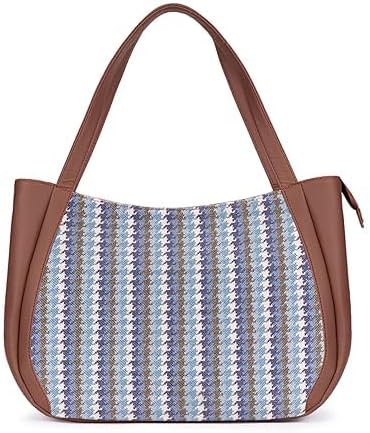 Women’s Jute & Vegan Leather Tote Bag – Handcrafted Shoulder Handbag, Spacious Carryall Work Bag for Office, Travel & Daily Use