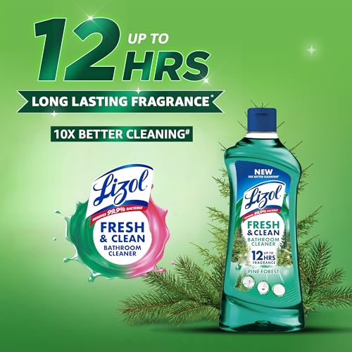 Image of Lizol Fresh & Clean Bathroom Cleaner | Pine | 1L | 10X Better Cleaning | Upto 12Hrs Fragrance| Multi Surface Clean Floors, Basin, Tiles