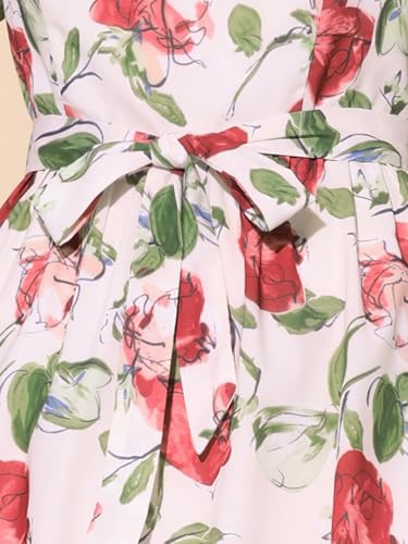 Image of Allegra K Women's Vintage Peter Pan Collar High Waist Flowy Midi Puff Sleeve Floral Dress