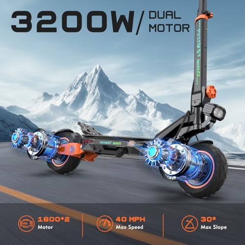 Electric Scooter, Adult Kick Scooter with Off Road Tires &