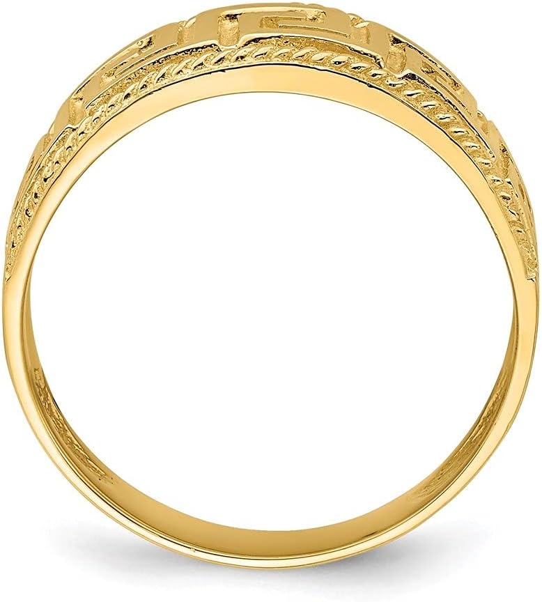Diamond2Deal 14k Yellow Gold Greek Key Pattern Dome Ring - Image 2