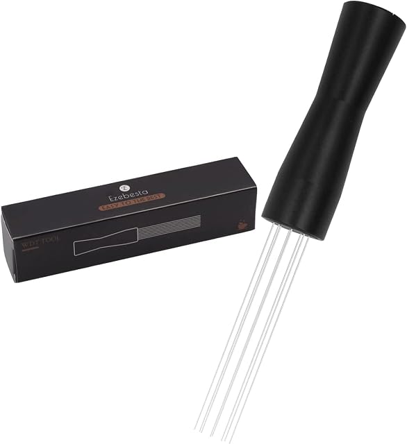 Ezebesta Upgraded WDT Tool with Good Packaging No Sharp Needles Coffee Grounds Needle Distributor for Espresso Stirring Distribution (Black)