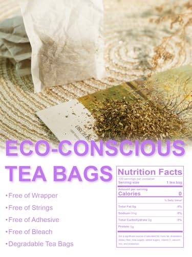 Image of TeeLux Chamomile Lavender Tea Bags, Chamomile & Lavender & Lemon Balm Herbal Tea, Caffeine Free, Soothing & Delightful Aroma, 100 Count